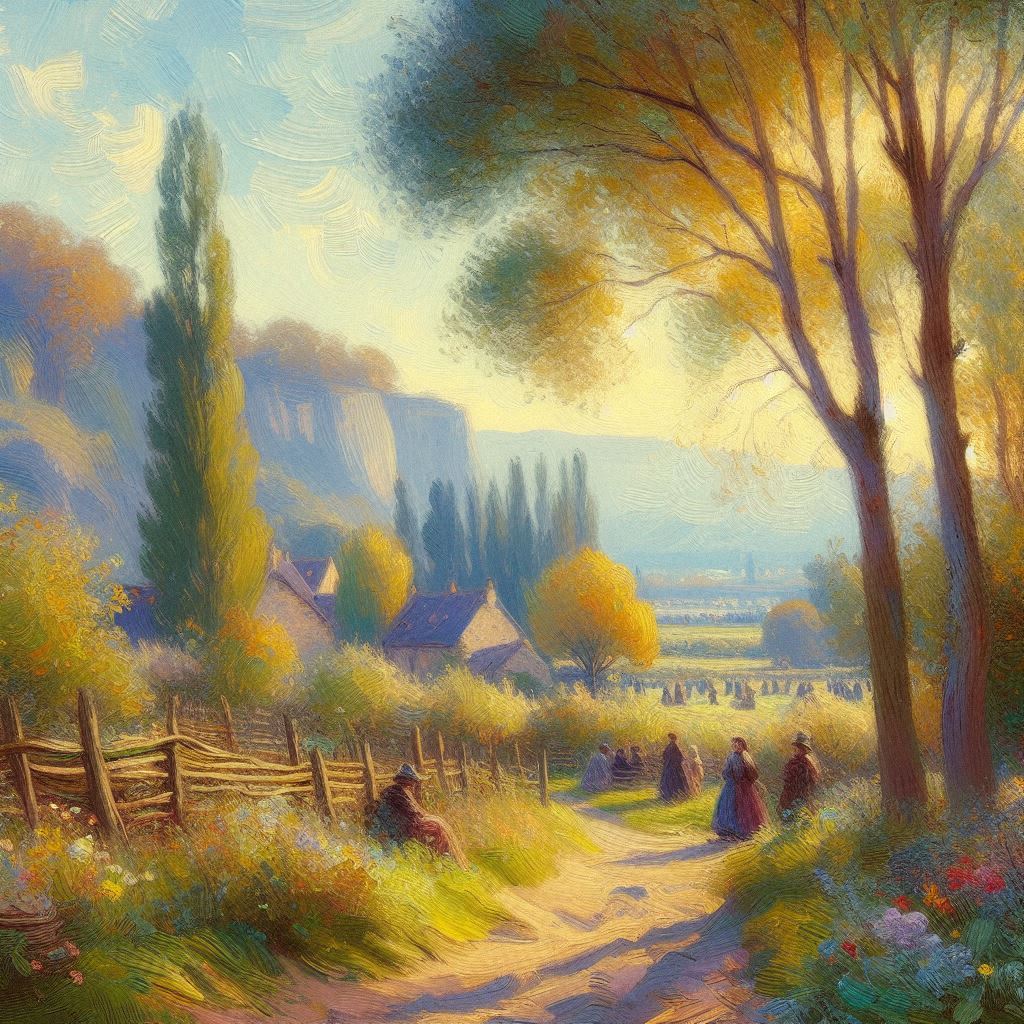 импрессионизм в нейросети, примеры живописи с мягкими цветами