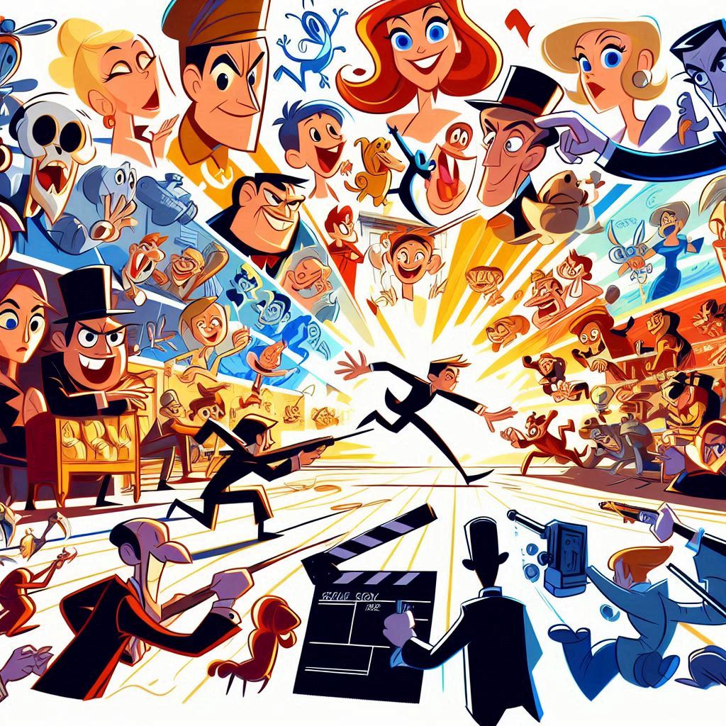 cartoon стиль для генерации, примеры мультяшных сцен